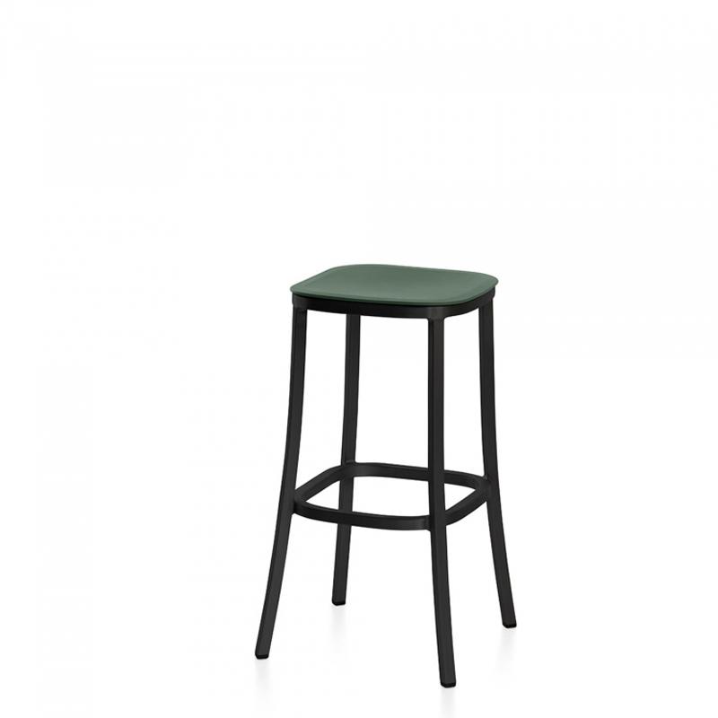 Emeco 1 Inch Bar Stool Stools Emeco DARK POWDER COATED ALUMINUM GREEN
