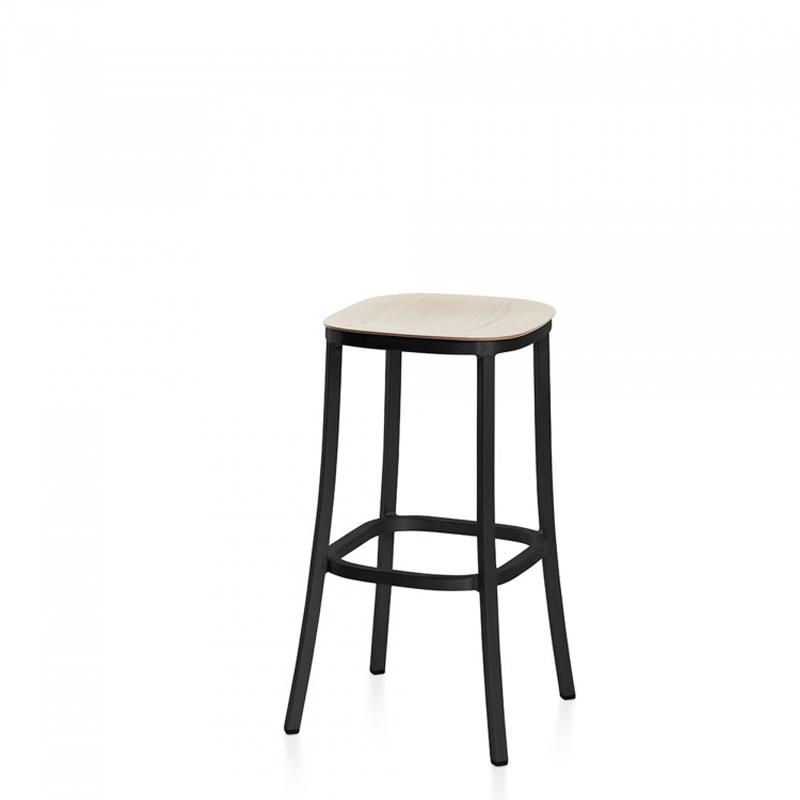 Emeco 1 Inch Bar Stool Stools Emeco DARK POWDER COATED ALUMINUM ASH