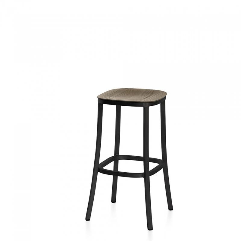 Emeco 1 Inch Bar Stool Stools Emeco DARK POWDER COATED ALUMINUM WALNUT