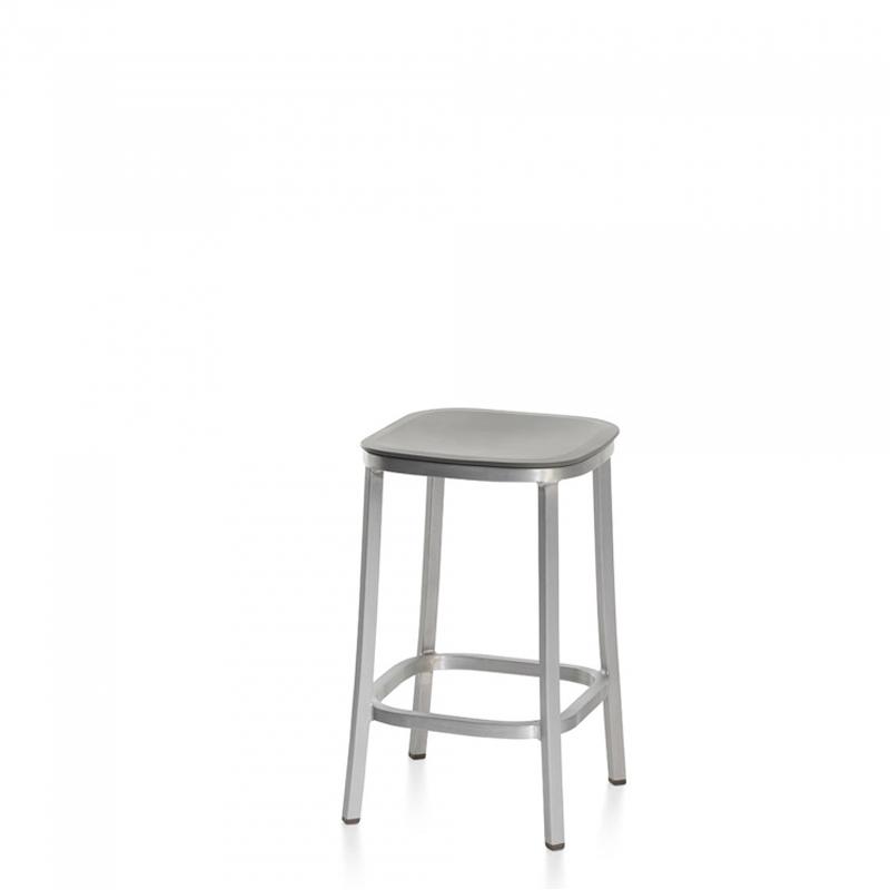 Emeco 1 Inch Counter Stool Stools Emeco HAND BRUSHED ALUMINUM LIGHT GREY