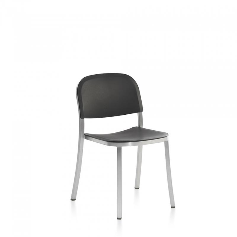 Emeco 1 Inch Stacking Chair Chairs Emeco HAND BRUSHED ALUMINUM DARK GREY
