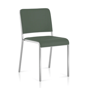 Emeco 20-06 Arm Chair Side/Dining Emeco Hand-Brushed Fabric Dark Green Seat & Back Pad +$295 No Glides