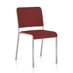 Emeco 20-06 Stacking Chair Side/Dining Emeco Hand-Brushed Fabric Dark Red Seat & Back Pad +$295 No Glides