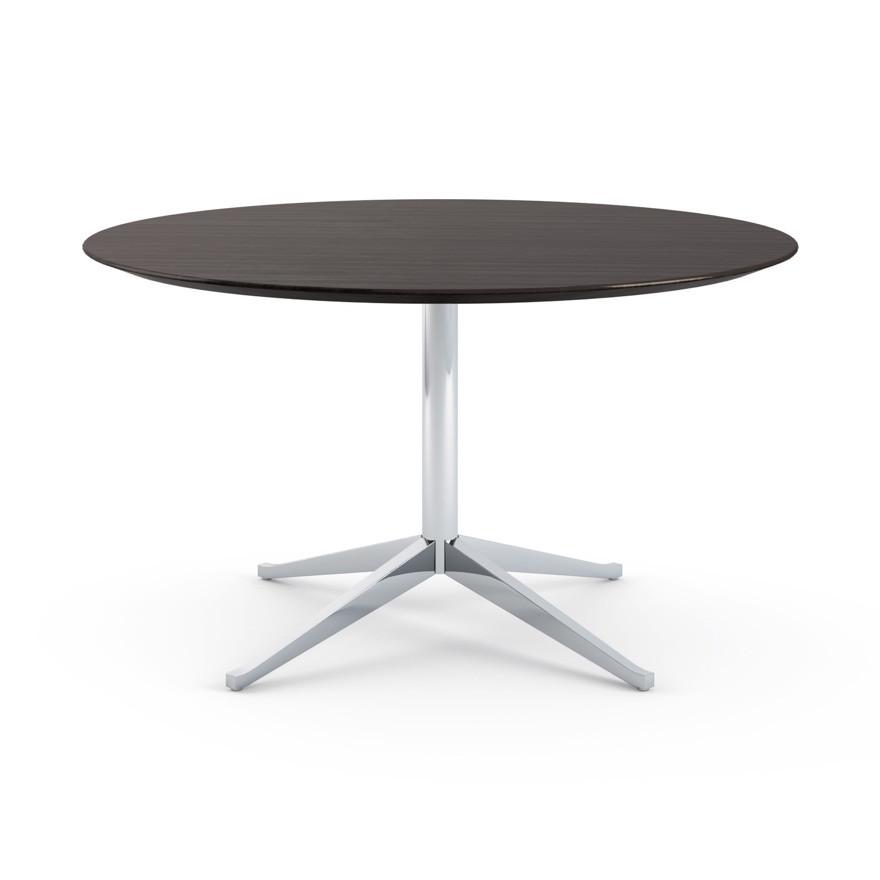 Florence Knoll 54" Round Table Dining Tables Knoll Polished chrome Ebonized Oak