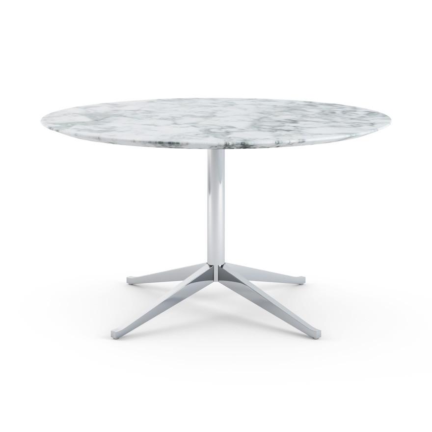 Florence Knoll 54" Round Table Dining Tables Knoll Polished chrome Arabescato marble, Satin finish