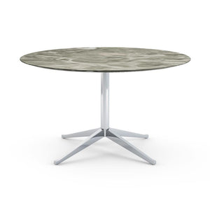 Florence Knoll 54" Round Table Dining Tables Knoll Polished chrome Grey marble, Satin finish 