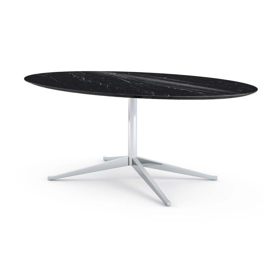 Florence Knoll 78" Oval Table Dining Tables Knoll Polished chrome Nero Marquina marble, Shiny finish