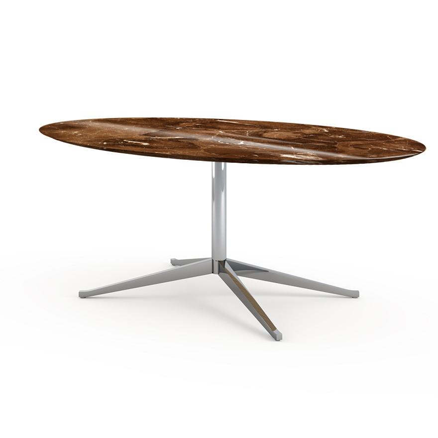Florence Knoll 78" Oval Table Dining Tables Knoll Polished chrome Espresso marble, Shiny finish