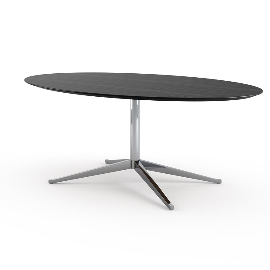 Florence Knoll 78" Oval Table Dining Tables Knoll Polished chrome Ebonized Oak