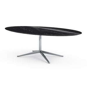 Florence Knoll 96" Oval Table Dining Tables Knoll Polished chrome Nero Marquina marble, Shiny finish 