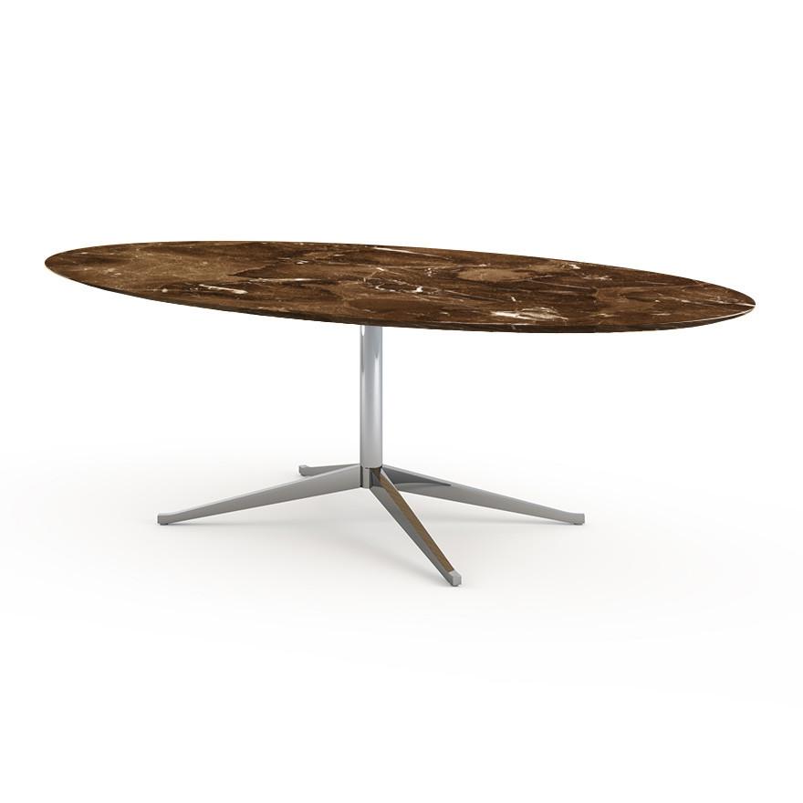 Florence Knoll 96" Oval Table Dining Tables Knoll Polished chrome Espresso marble, Satin finish