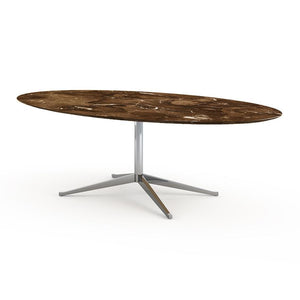 Florence Knoll 96" Oval Table Dining Tables Knoll Polished chrome Espresso marble, Satin finish 