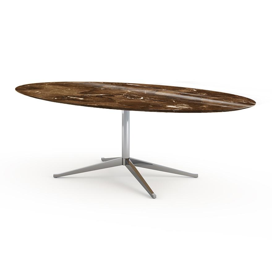 Florence Knoll 96" Oval Table Dining Tables Knoll Polished chrome Espresso marble, Shiny finish