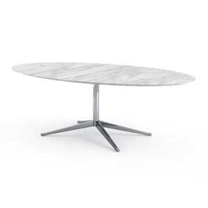 Florence Knoll 96" Oval Table Dining Tables Knoll Polished chrome Carrara marble, Satin finish 