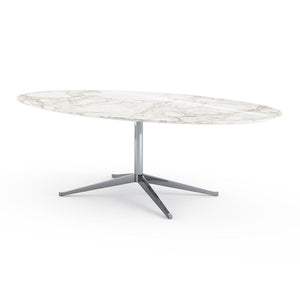Florence Knoll 96" Oval Table Dining Tables Knoll Polished chrome Arabescato marble, Shiny finish 