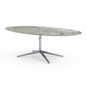 Florence Knoll 96" Oval Table Dining Tables Knoll Polished chrome Grey marble, Satin finish 