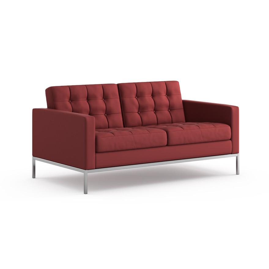 Florence Knoll Relaxed Settee sofa Knoll Volo Leather - Garnet