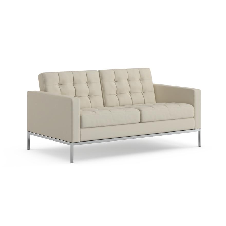 Florence Knoll Relaxed Settee sofa Knoll Volo Leather - Parchment