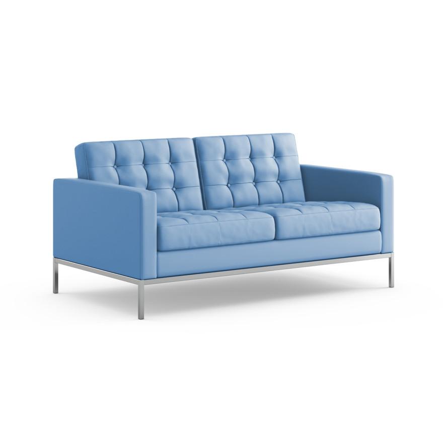 Florence Knoll Relaxed Settee sofa Knoll Acqua Leather - Blue Marlin