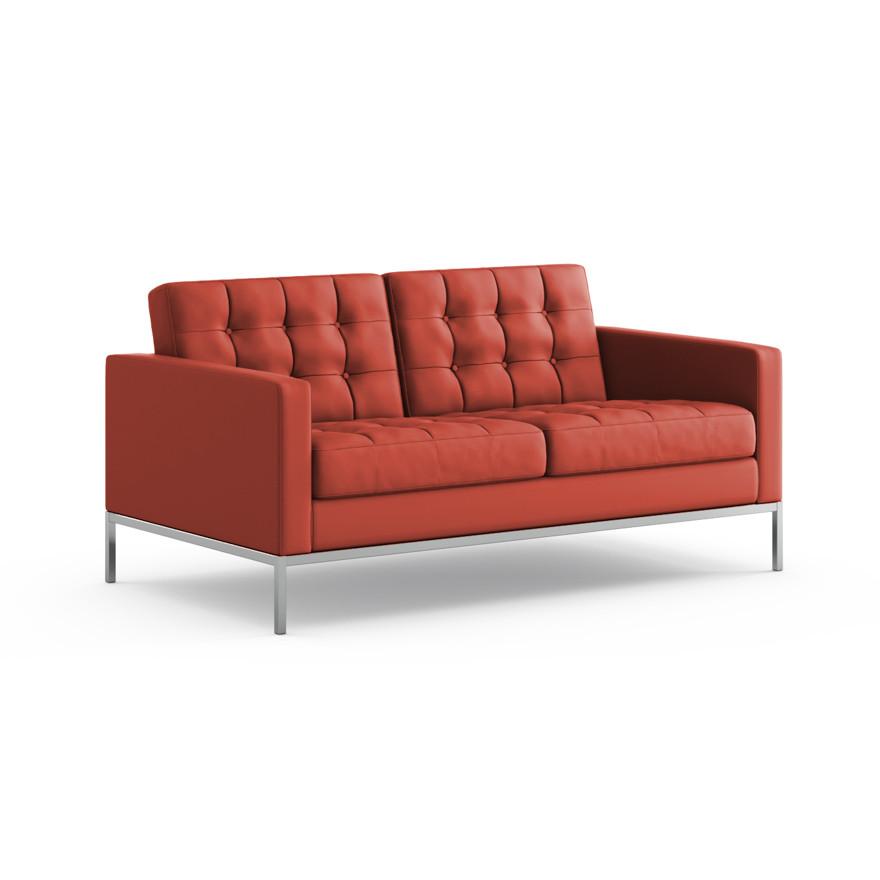 Florence Knoll Relaxed Settee sofa Knoll Acqua Leather - Coral Sea