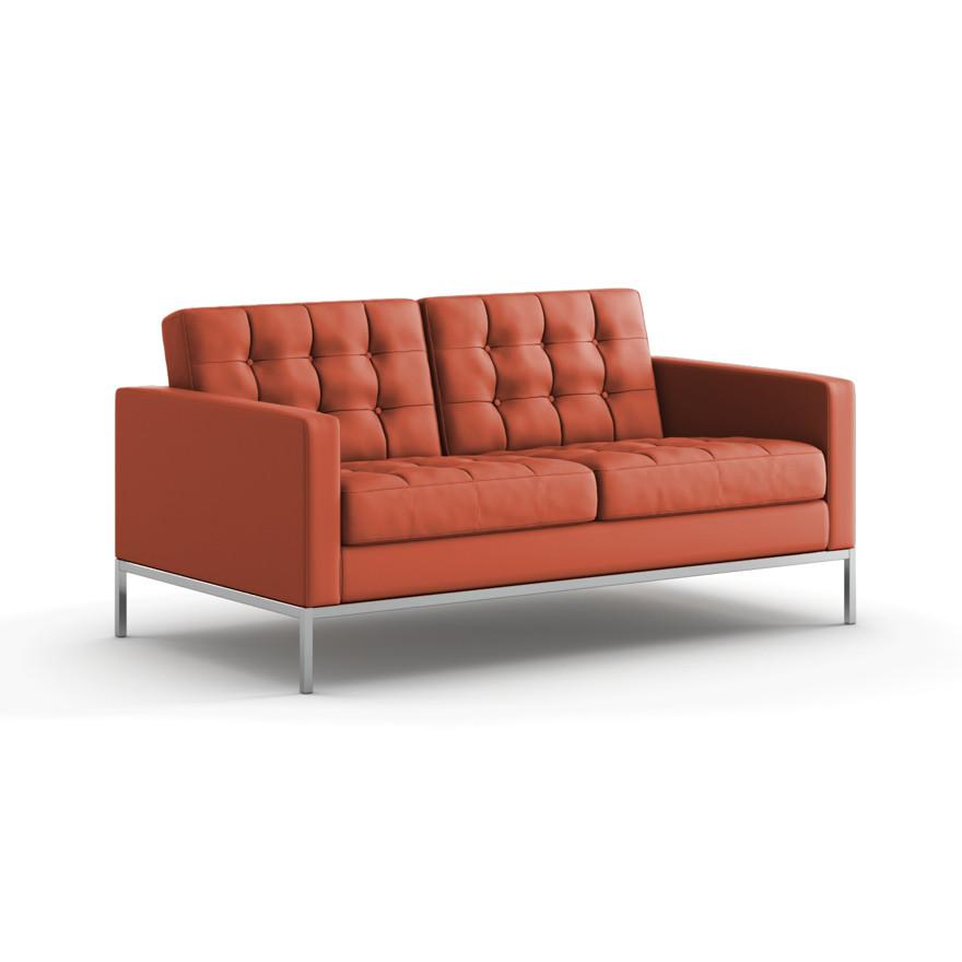 Florence Knoll Relaxed Settee sofa Knoll Sabrina Leather - Nasturtium