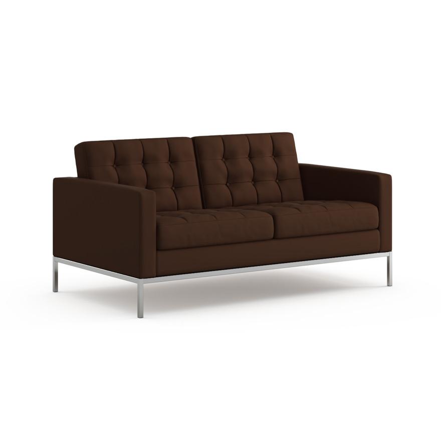 Florence Knoll Relaxed Settee sofa Knoll Sabrina Leather - Mahogany