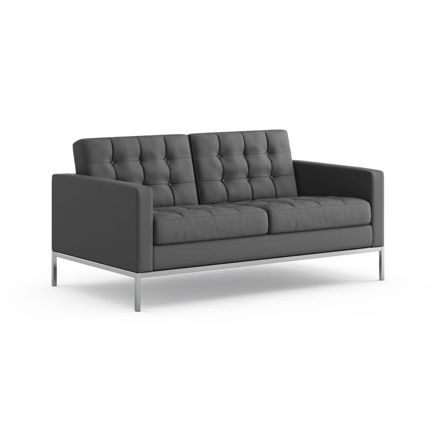 Florence Knoll Relaxed Settee sofa Knoll Sabrina Leather - Thundercloud