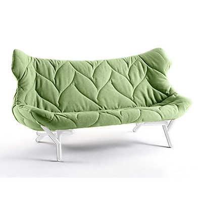 Foliage Sofa Sofa Kartell White Legs trevira - green (D)