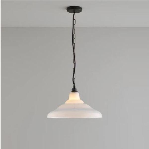 Glass School Pendant Light Pendant Lights Original BTC Medium Opal and Weathered Brass