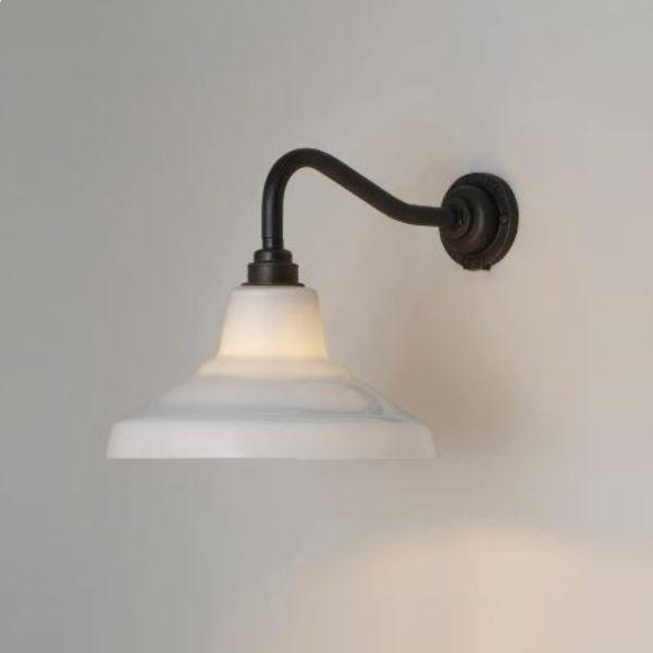 Glass School Wall Light Wall Lights Original BTC Opal | Weathered Brass