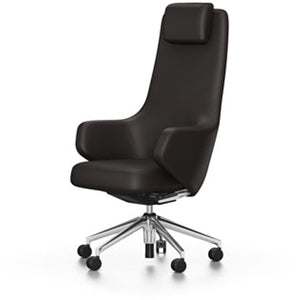 Grand executive highback chair task chair Vitra Leather - Chocolate Hard castors for carpet 