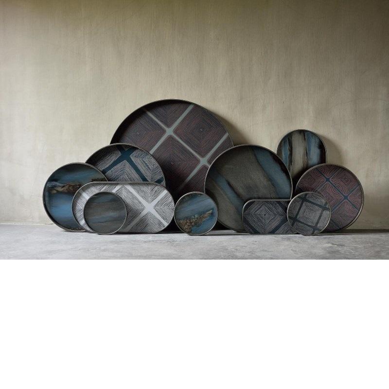 Graphite Organic Glass Tray Tray Ethnicraft