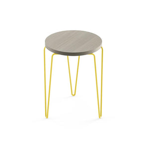 Florence Knoll Hairpin Stacking Table table Knoll Grey Ash yellow powder-coat base 