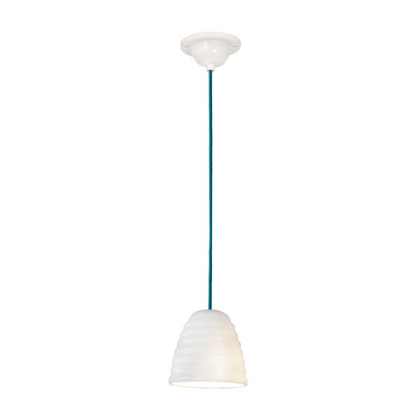 Hector Bibendum Pendant Light Pendant Lights Original BTC Size 1 Natural White with Turquoise Cable
