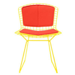 Bertoia Side Chair with Seat and Back Pad Side/Dining Knoll Yellow Vinyl - Carrot 