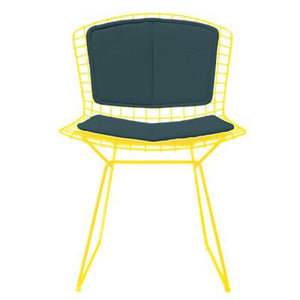 Bertoia Side Chair with Seat and Back Pad Side/Dining Knoll Yellow Vinyl - Spruce 