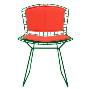 Bertoia Side Chair with Seat and Back Pad Side/Dining Knoll Green Vinyl - Carrot 