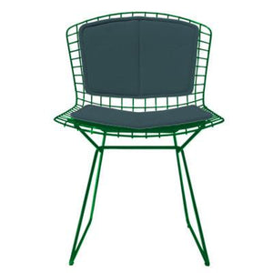 Bertoia Side Chair with Seat and Back Pad Side/Dining Knoll Green Vinyl - Spruce 