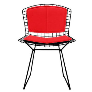 Bertoia Side Chair with Seat and Back Pad Side/Dining Knoll Black Vinyl - Red 