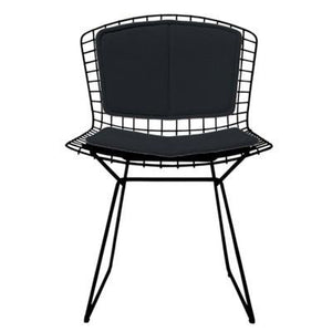 Bertoia Side Chair with Seat and Back Pad Side/Dining Knoll Black Vinyl - Black 