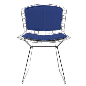 Bertoia Side Chair with Seat and Back Pad Side/Dining Knoll Chrome Vinyl - Blueberry 