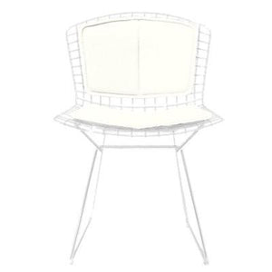 Bertoia Side Chair with Seat and Back Pad Side/Dining Knoll White Vinyl - White 