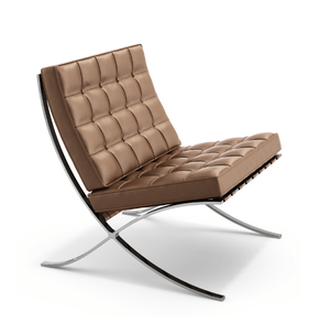 Barcelona Chair lounge chair Knoll chrome plated Volo Tan 