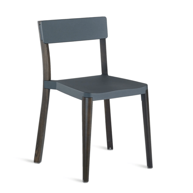 Emeco Lancaster Stacking Chair Side/Dining Emeco Dark Wood Frame Dark Grey Seat & Back - No Pads