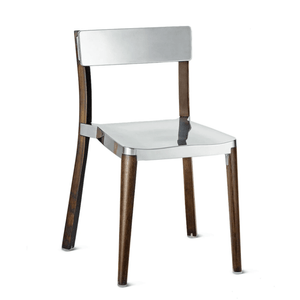 Emeco Lancaster Stacking Chair Side/Dining Emeco Dark Wood Frame Polished Seat & Back - No Pads 