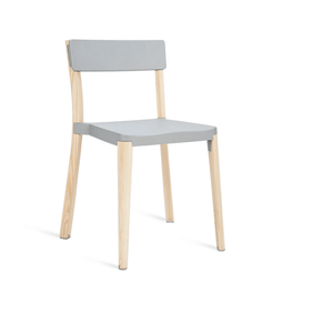 Emeco Lancaster Stacking Chair Side/Dining Emeco Light Wood Frame Light Grey Seat & Back - No Pads 