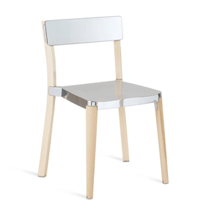 Emeco Lancaster Stacking Chair Side/Dining Emeco Light Wood Frame Polished Seat & Back - No Pads 