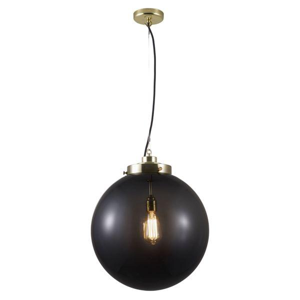 Large Globe Pendant Pendant Lights Original BTC Anthracite and brass with black braided cable
