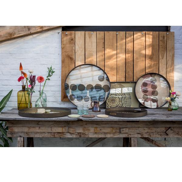 Layered Dots Round Glass Tray Tray Ethnicraft