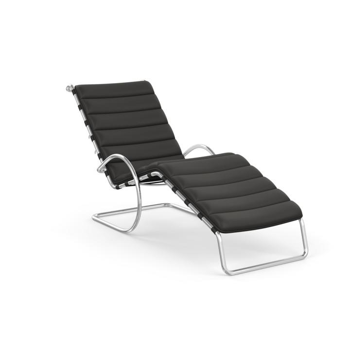MR Adjustable Chaise Lounge lounge chair Knoll Acqua Leather - Black Sea
